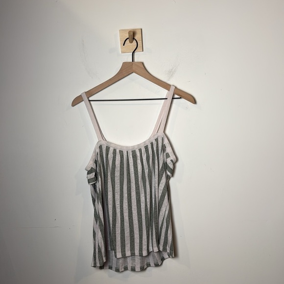 Old Navy Womens Linen Blend Stripped Ruffle Front Tank Top Beach Summer Lounge M - Picture 6 of 9